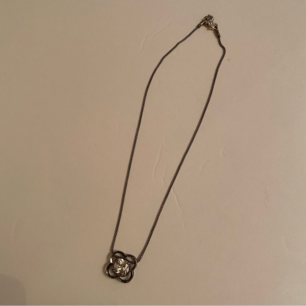 SILPADA NECKLACE STERLING SILVER 925 POPCORN CHAIN 16” CZ FLOWER PENDANT N1411 - Picture 9 of 11